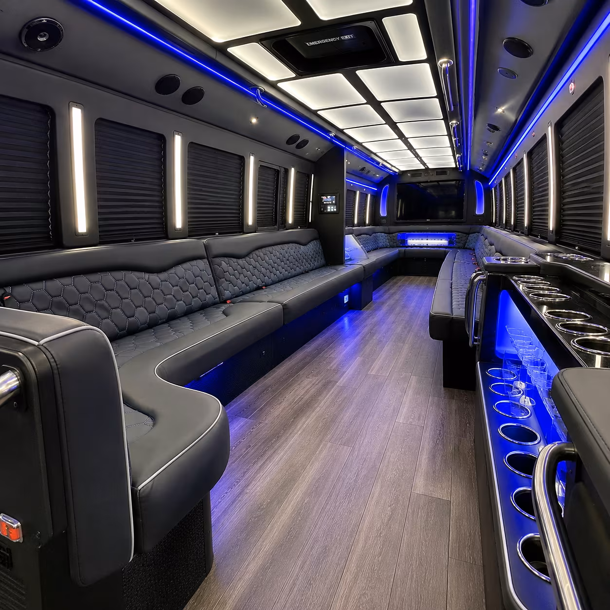 New York Birthday, Sweet 16, & Quinceañera Transportation party bus interior
