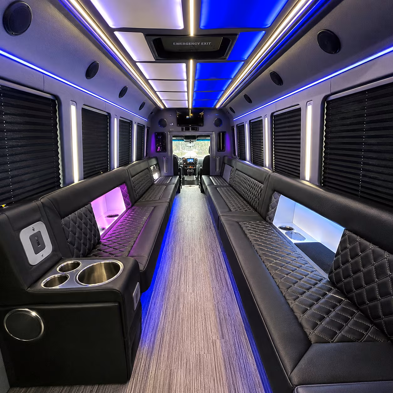 New York Birthday, Sweet 16, & Quinceañera Transportation party bus interior