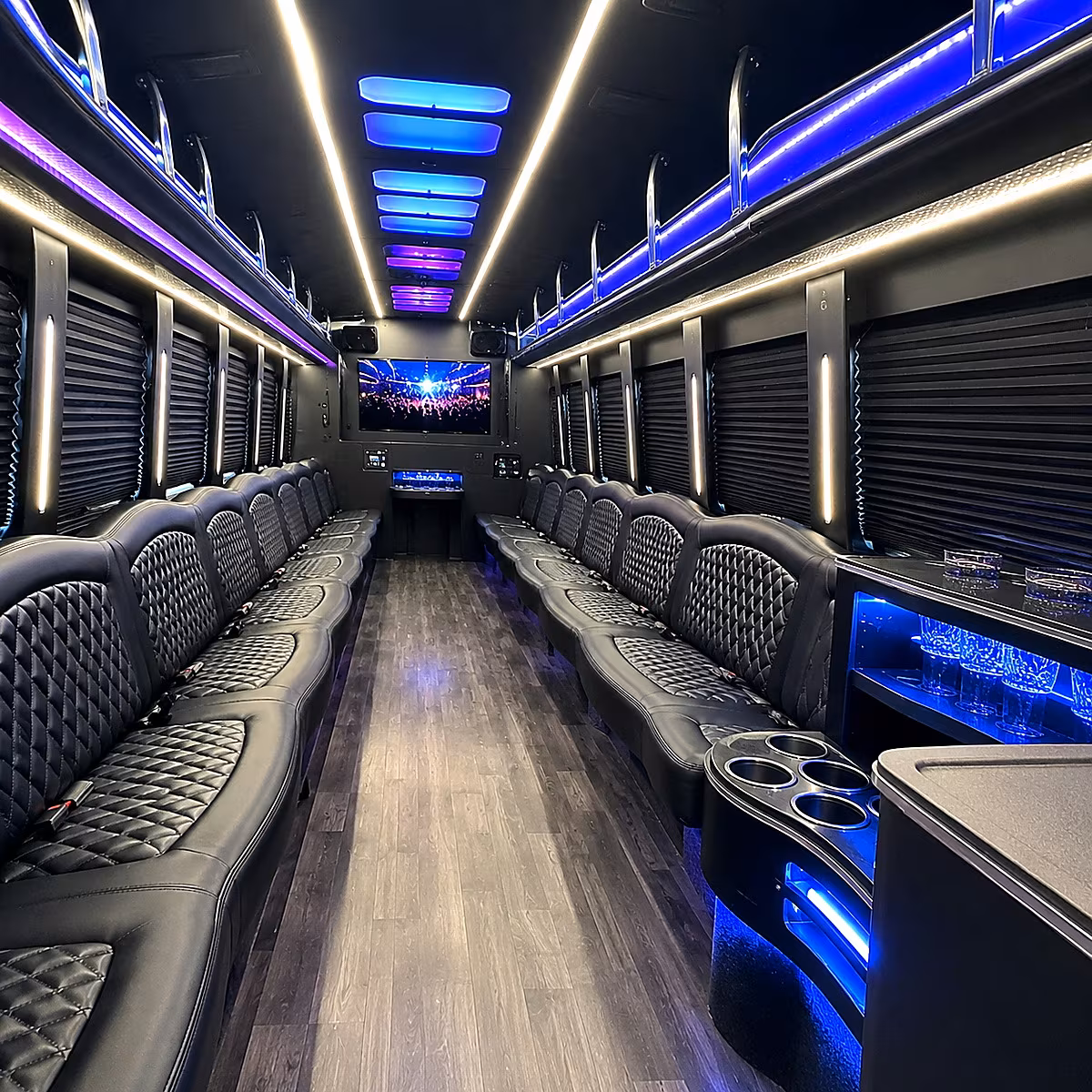 New York Private Event Transportation party bus interior