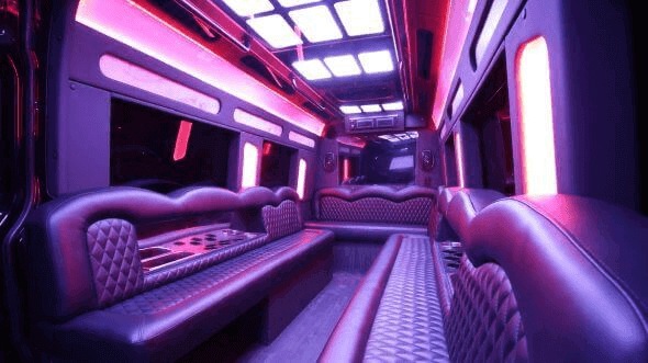 Interior of Charter Bus Company Queens's 18 Passenger Party Bus in Queens