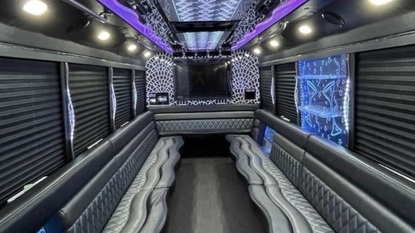 Interior of Charter Bus Company Brooklyn's 25 Passenger Party Bus in Brooklyn