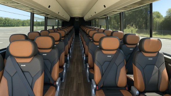 Interior of Charter Bus Company New York's 44 Passenger Charter Bus in New York